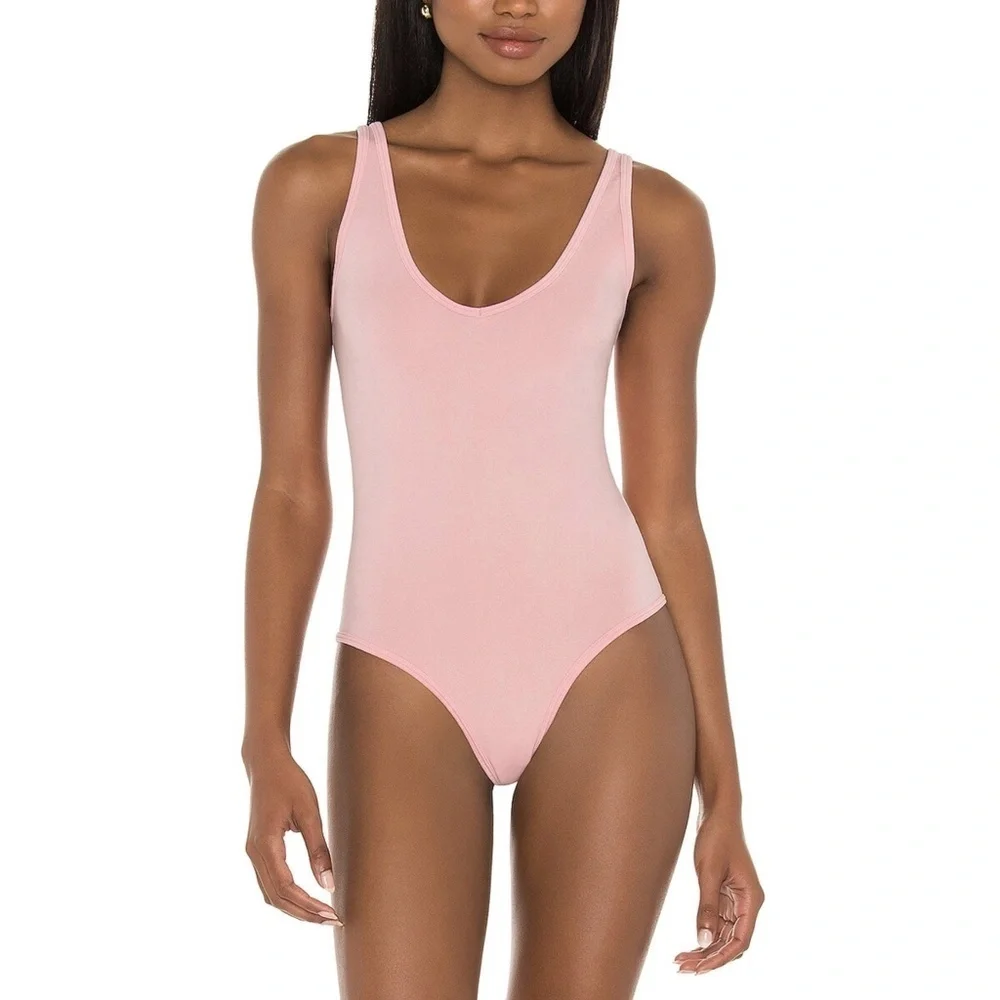 NWT Free People Washed Seamless Bodysuit in Washed Pink